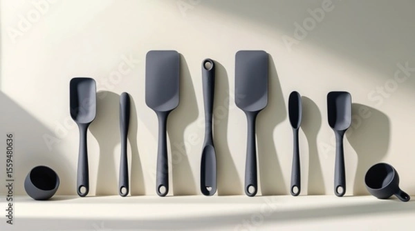 Fototapeta set of kitchen utensils. sets of silicon spatula.