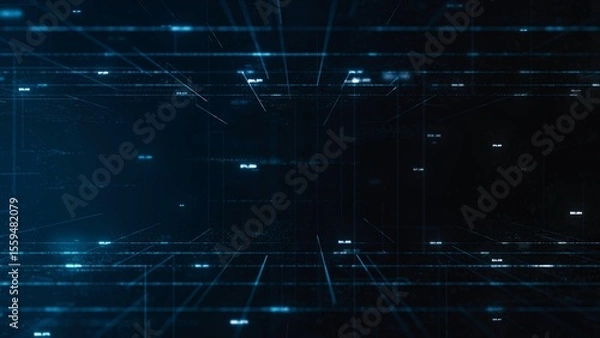 Fototapeta Futuristic Data Stream with Glowing Lines and Digital Background