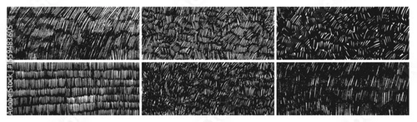 Fototapeta Charcoal pencil messy patterns, crayon crosshatch. Grunge pen scribble, messy pencil short lines, sketch strokes.