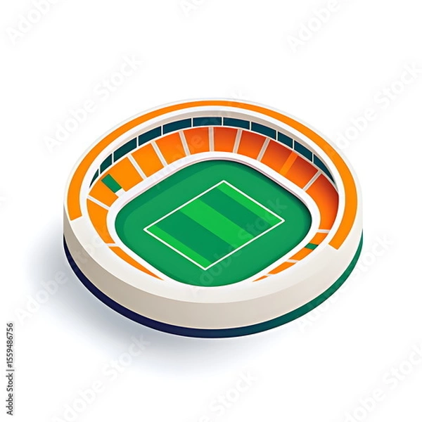 Fototapeta 3D Render of a Miniature Soccer Stadium,
