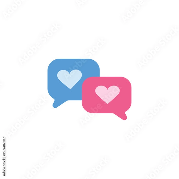 Fototapeta Two Heart Speech Bubbles Blue and Pink Messages of Love and Connection