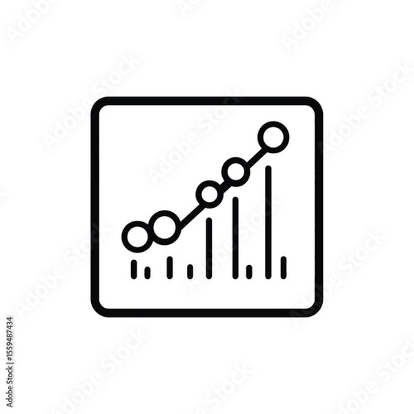 Fototapeta Upward Linear Graph with Circles in a Square with Transparent Background