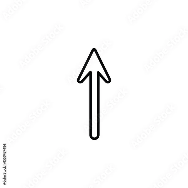 Fototapeta Upward Pointing Arrow Outline Icon, Black and White Illustration Design Element