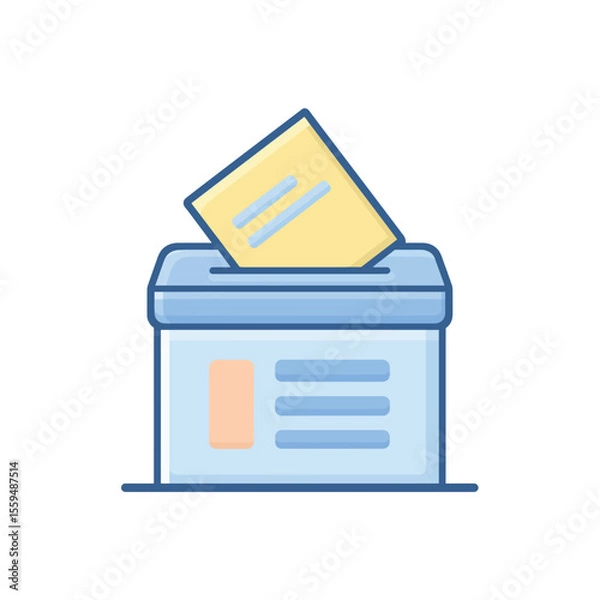 Fototapeta Vote Ballot Paper Inserted in Box with Information Fields on Transparent Background