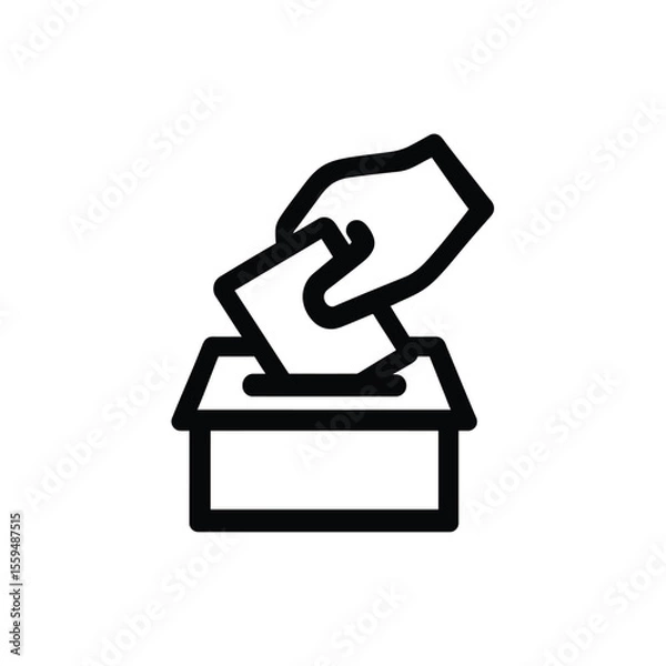 Fototapeta Vote Box Icon with Hand Putting Ballot in Election Box on Transparent Background