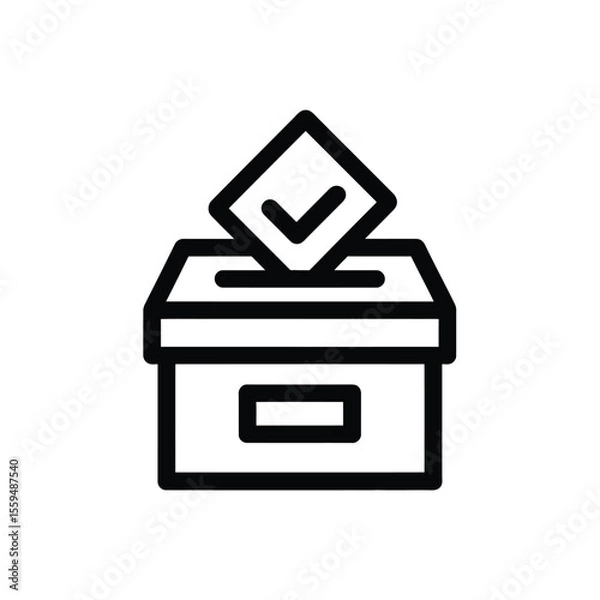 Fototapeta Voting Box Outline with Transparent Background, Ballot Box with Black Checkmark