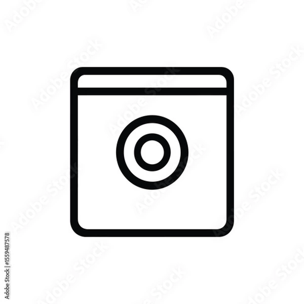 Fototapeta Washing machine line icon, square appliance with round door outline