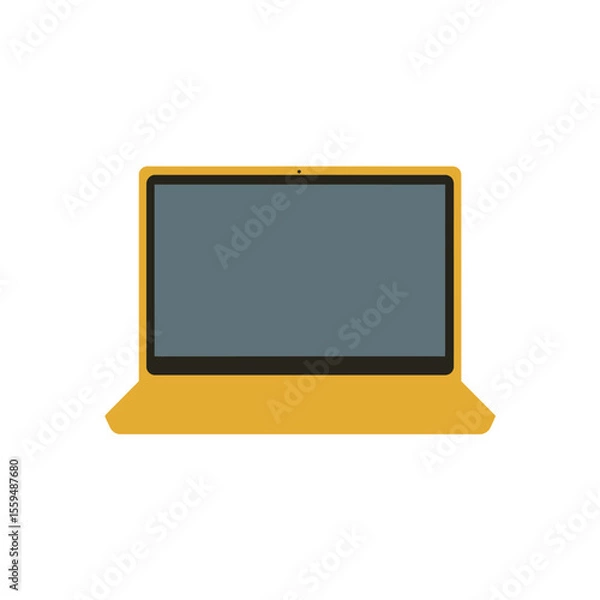 Fototapeta Yellow Laptop Computer with Gray Screen and Black Trim Illustration Design
