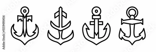 Fototapeta Anchor icon. Anchor thin line icon collection. Stock vector.