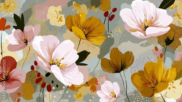 Fototapeta Luxury flower pattern background wallpaper