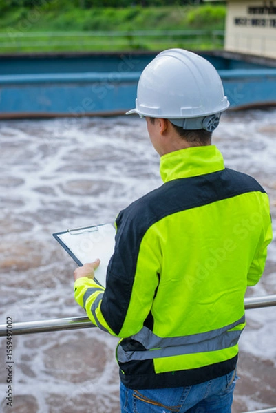 Fototapeta A wastewater treatment engineer is investigating the faults in the wastewater treatment system for further improvement.
