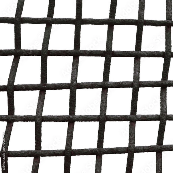 Obraz Old Aged Weathered Rusty Wire Mesh Grid Cage Fence Grating Pattern, Isolated Grungy Horizontal Large Detailed Textured Macro Closeup, Grunge Metal Rust Detail Vintage Security Concept White Background