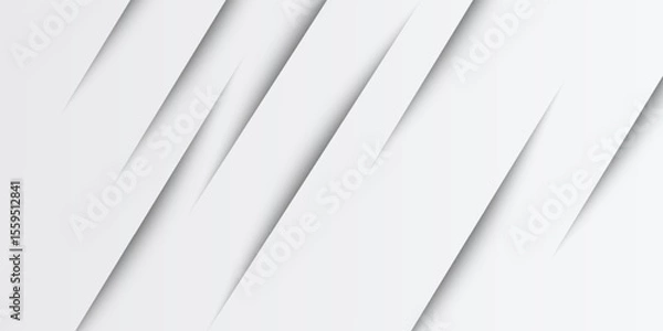 Fototapeta bstract white geometric background with diagonal cut-out shapes and soft shadows. Minimalist and modern design suitable for presentations, technology themes, corporate materials, or web design