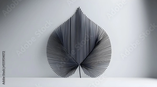 Obraz black and white leaf with white background.