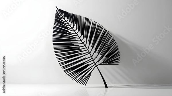 Fototapeta black and white leaf with abstract background