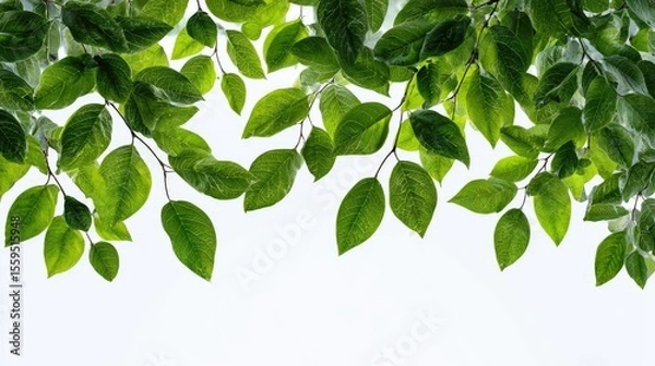 Fototapeta Leaf Canopy: A verdant display of lush leaves showcases nature's beauty, the sunlight gently filtering through the foliage, offering a sense of peace.