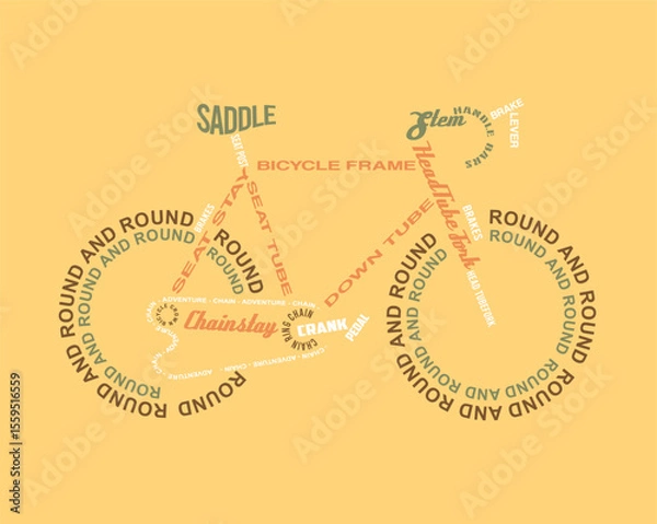 Obraz Colorful illustration of a bicycle formed by words referring to the parts.
