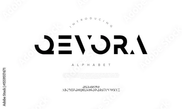 Fototapeta An abstract and edgy all-caps font with cut-out forms, perfect for logos, tech, and branding