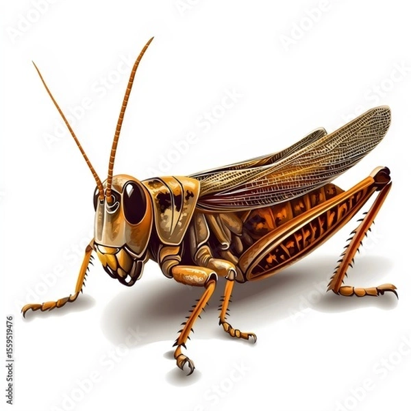 Fototapeta Macro Photography of a Colorful Grasshopper: Artistic Rendering of Insect Anatomy and Biodiversity in Entomology