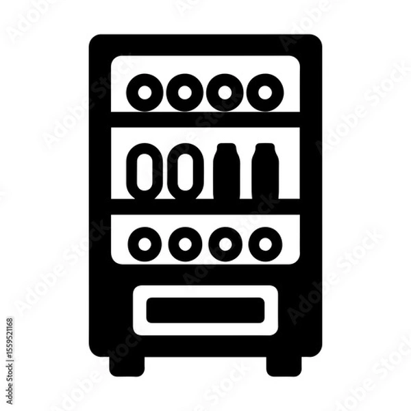 Fototapeta Vending machine icon with transparent background showing rows of snacks and drinks for automated food service

