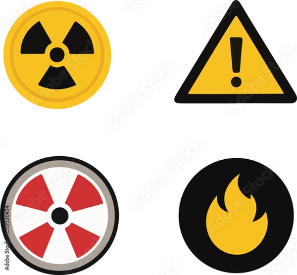 Fototapeta radioactive material warning icon set caution