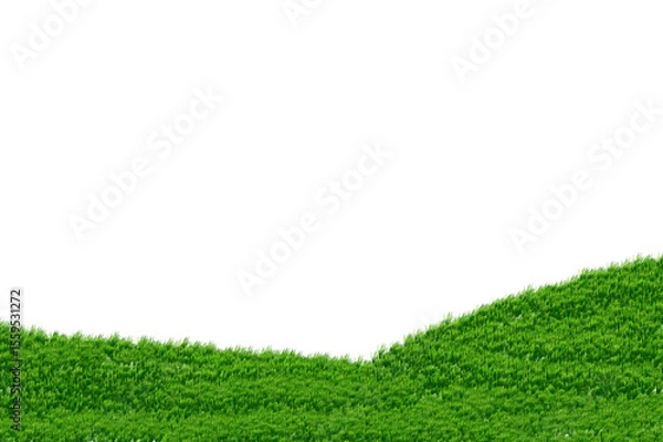 Fototapeta Vibrant Green Grass Field Landscape Background with Rolling Hills and White Space for Nature-Themed Design and Eco Advertising