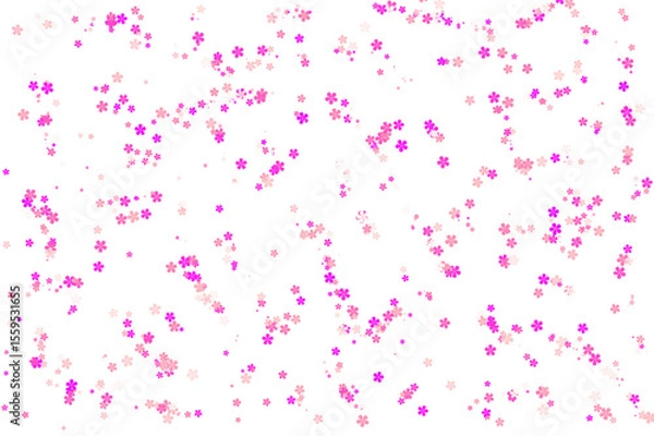 Fototapeta Beautiful Falling Sakura Petals and Pink Cherry Blossom Flower Vector Pattern Isolated on White Background for Wedding, Spring Decoration, and Japanese Themed Design