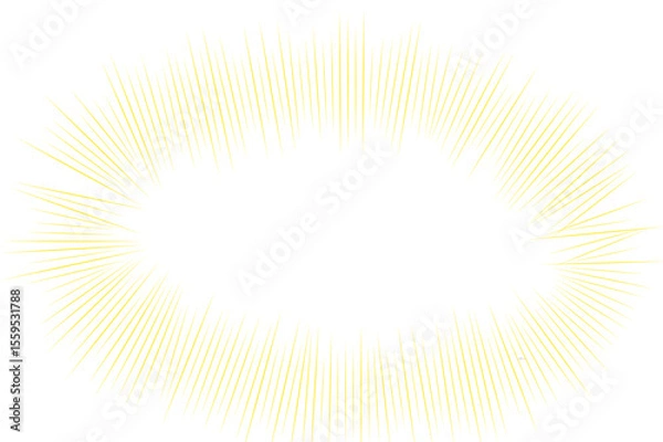 Fototapeta Radiant Oval Light Burst with Soft Yellow Sunbeam Lines for Highlight Frame, Comic Impact, or Glowing Energy Effect