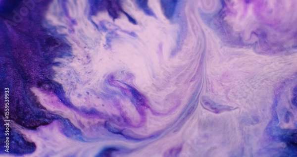 Fototapeta Ink water. Marble texture. Defocused purple blue pink color acrylic liquid fluid wet flow pigment floating on abstract art background.