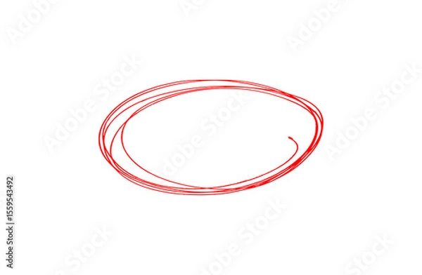 Fototapeta Highlight hand drawing different circles isolated on the background, Handwritten red circle. For marking text, numbers, marker pen, pencil, logo, hand-drawn doodle, grunge circle highlights	