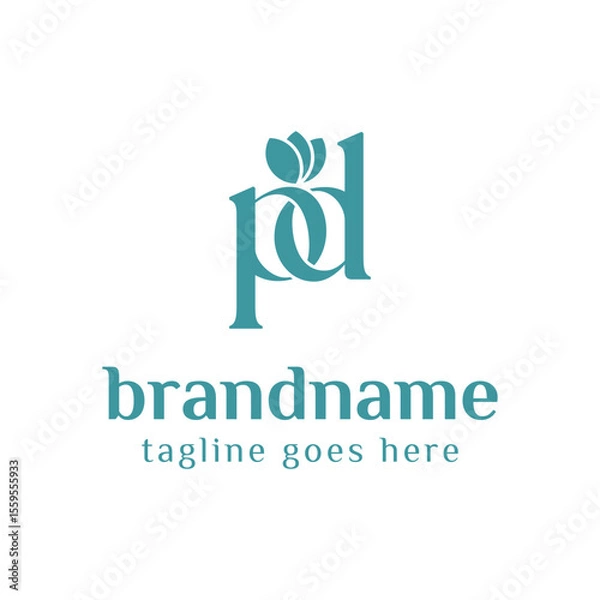 Fototapeta Letters PD Beauty Lowercase Logo, symbolizing sophistication, style, and timeless beauty
