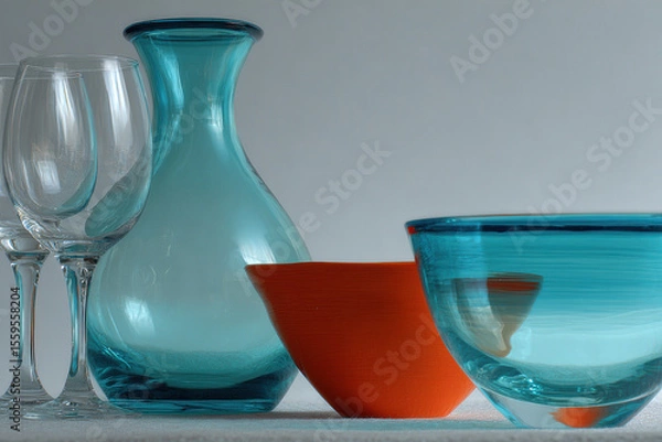 Fototapeta studio shot of various objects arranged to highlight contrasting colors