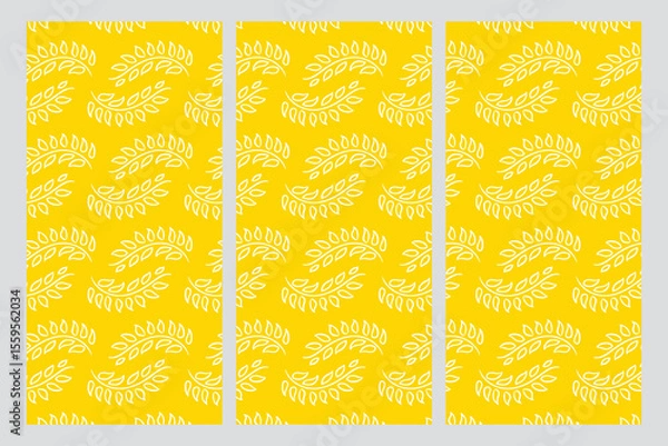 Obraz Leaf Line Drawing in yellow Background Pattern. Infinitely Repeatable Pattern. Abstract background design