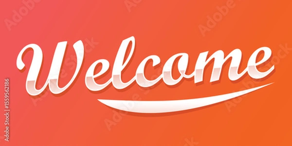 Obraz Welcome Card Typography - Elegant and Appreciative Design, with white color on orange background