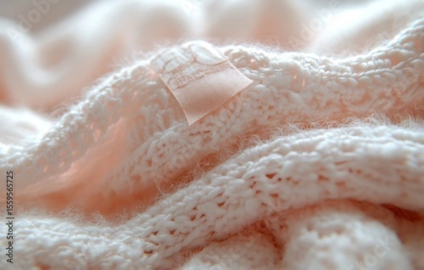 Fototapeta Pastel Pink Knitted Fabric with Soft Texture and Gentle Folds

