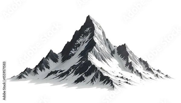 Obraz Monochromatic mountain featuring a single, dominant peak. Mountain Vector.