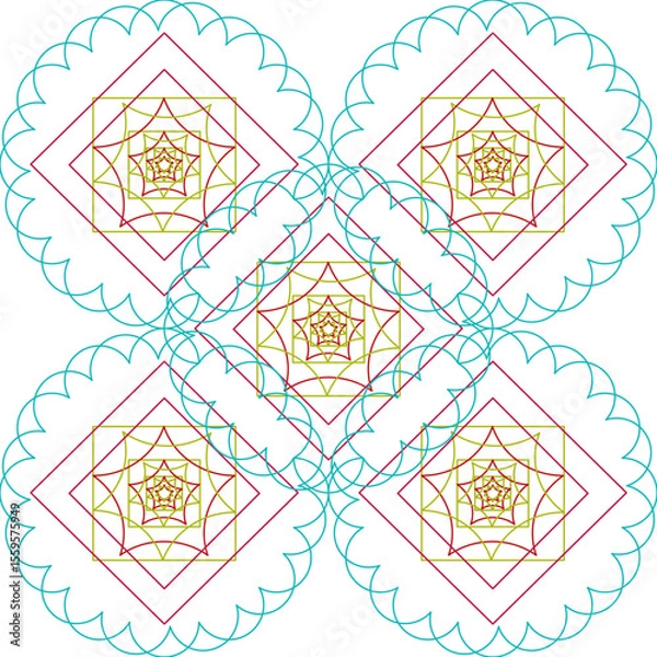 Obraz line, paper, drawn, geometric, nature, decorative, decoration, element, sketch, summer, watercolor, artistic, shape, green, red, symbol, wallpaper, backdrop, graphic, gradient, texture, vector, design