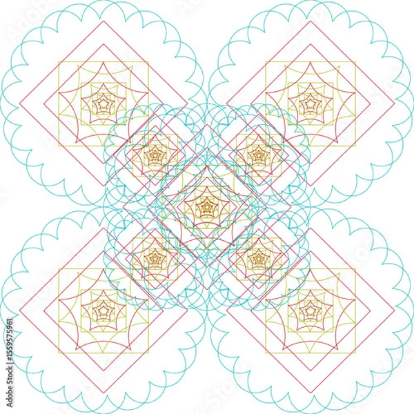Obraz line, paper, drawn, geometric, nature, decorative, decoration, element, sketch, summer, watercolor, artistic, shape, green, red, symbol, wallpaper, backdrop, graphic, gradient, texture, vector, design