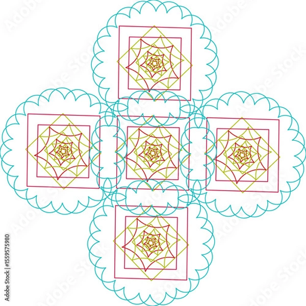 Obraz line, paper, drawn, geometric, nature, decorative, decoration, element, sketch, summer, watercolor, artistic, shape, green, red, symbol, wallpaper, backdrop, graphic, gradient, texture, vector, design