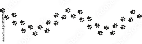 Fototapeta Paw animal footprint of dog or cat seamless pattern