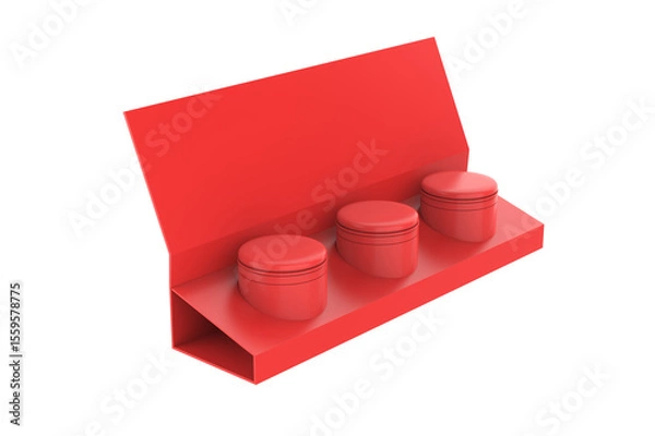 Obraz Luxury plastic magnetic paper container boxes designed for packaging matcha, loose tea, coffee, cookies, and other food products. 3d illustration
