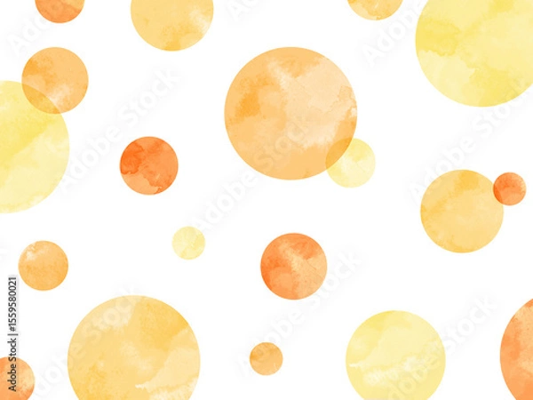 Obraz 水玉模様の水彩背景 オレンジ