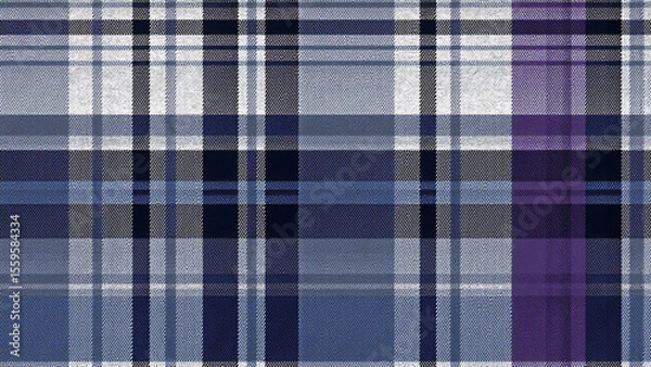 Fototapeta A futuristic, metallic-inspired plaid with sleek lines in silver, blue, purple, layered textured fabric, emphasizing innovation and artistic experimentation.