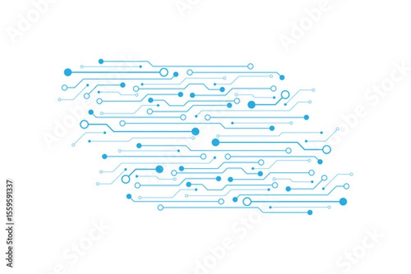 Obraz Vectors White and blue abstract geometric dots and lines connection circuit concept.