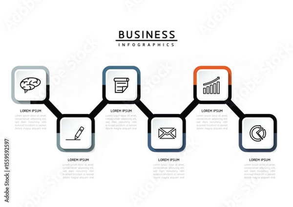 Fototapeta Vector business Presentation Connecting Steps Infographic Template