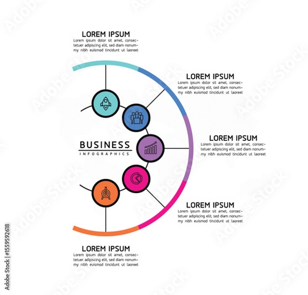 Fototapeta Vector business Presentation Connecting Steps Infographic Template