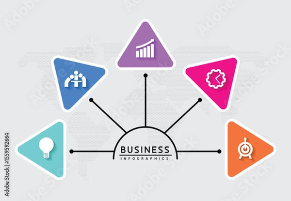 Fototapeta Vector business Presentation Connecting Steps Infographic Template