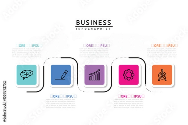 Fototapeta Vector business Presentation Connecting Steps Infographic Template