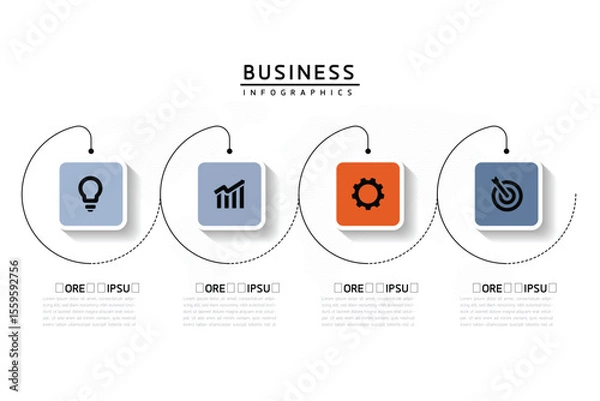 Fototapeta Vector business Presentation Connecting Steps Infographic Template