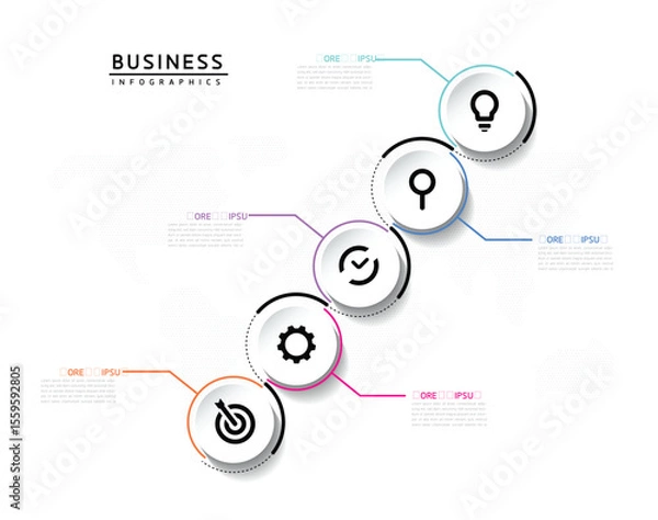 Fototapeta Vector business Presentation Connecting Steps Infographic Template